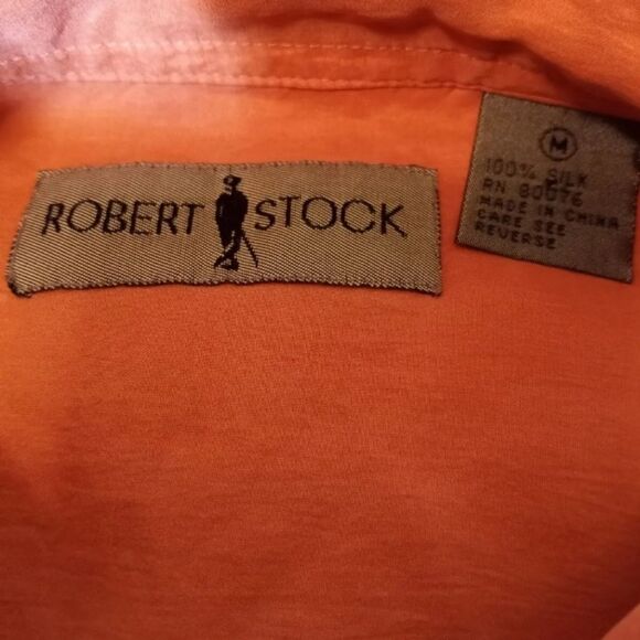 Robert Stock 100% Silk Short Sleeve Button Up Collar Shirt Men's Size Medium - Picture 3 of 8